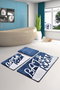 Mijölnir Juego de alfombras de baño acrílicas Azul y Blanco